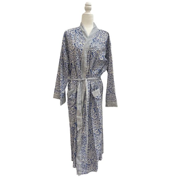 Hand Crafted Other - Cotton Block Printed Kimono Robe NEW
